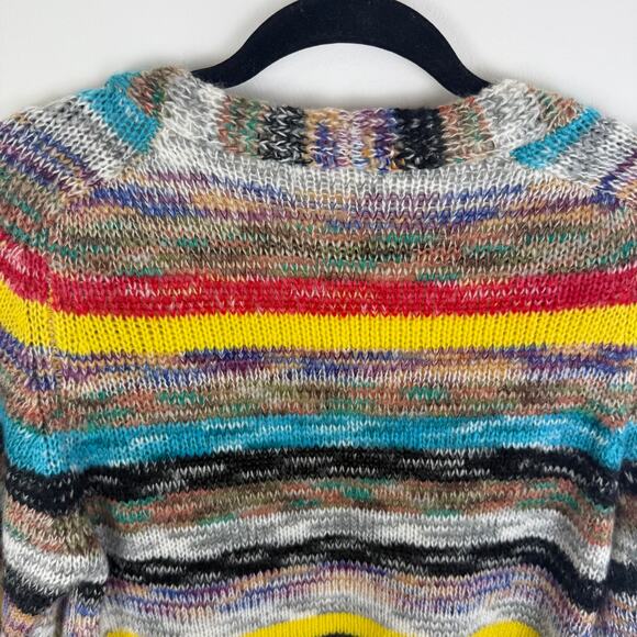 Misslook Womens Multi Stripe Open Front Yellow/Grey/Red Knit Sweater Cardigan - Picture 6 of 10